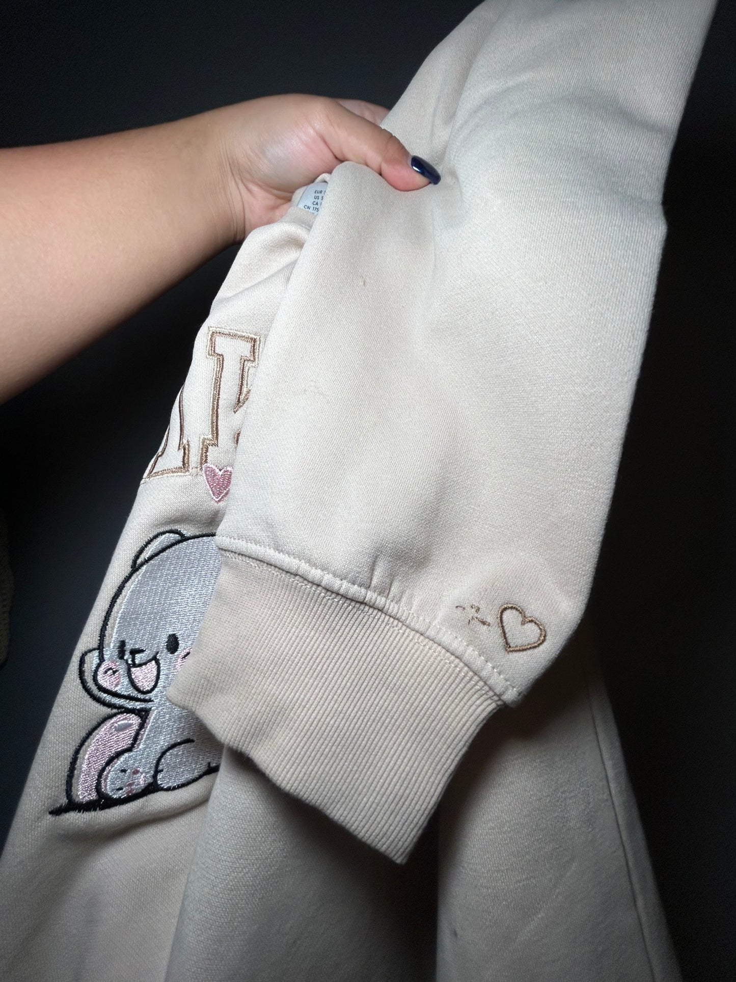 Cute White Bear - Small - Beige Crewneck