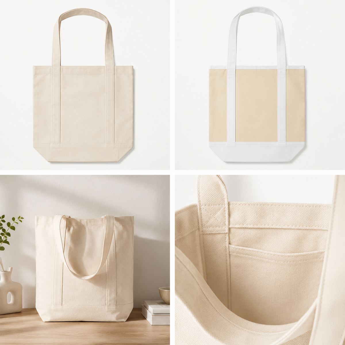 Custom 2 Tone Tote Bag | Initials, Name or Logo