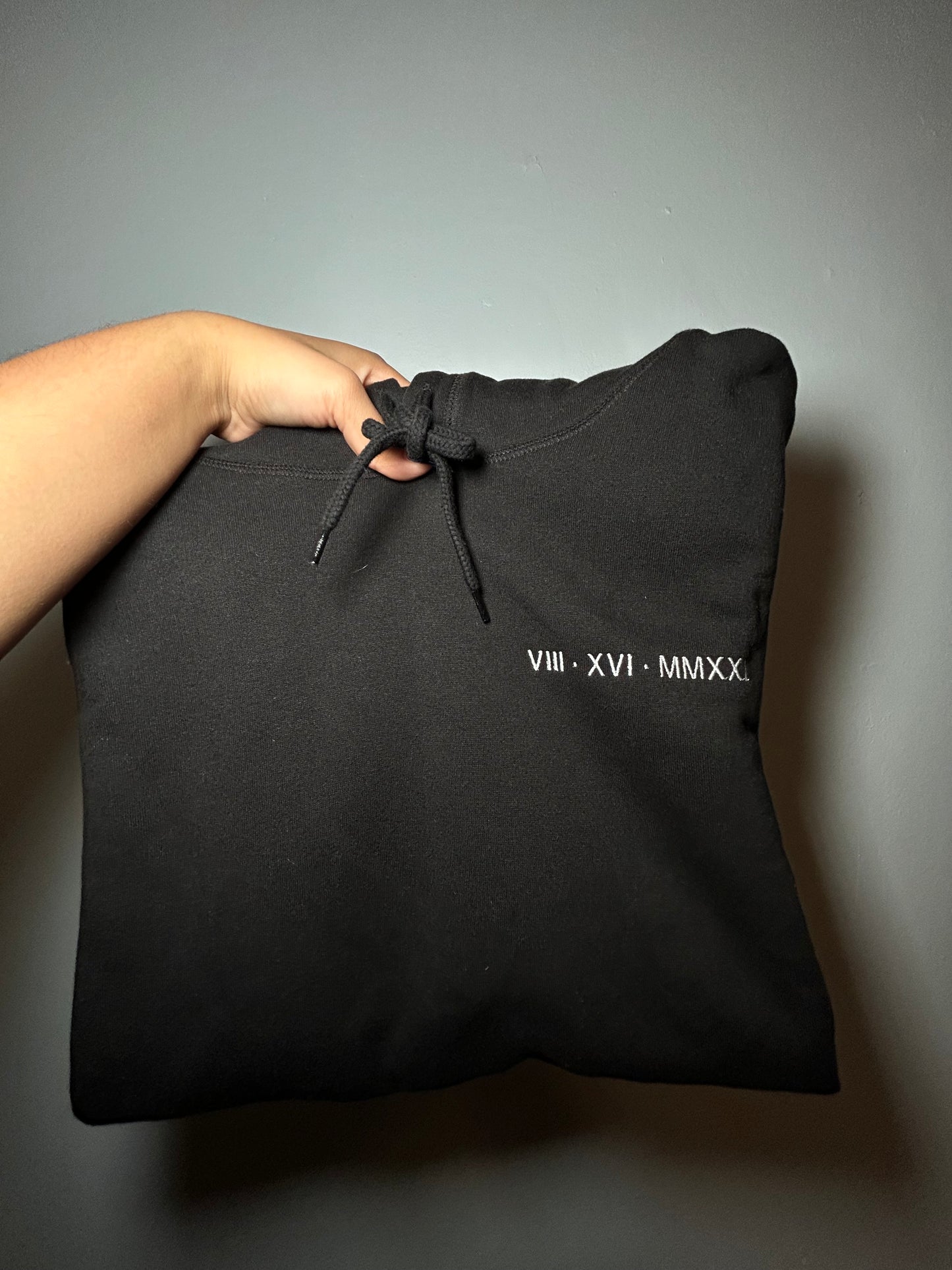 Roman numerals - black large hoodie