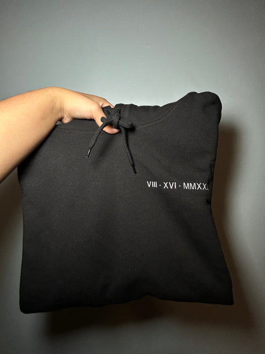 Roman numerals - black large hoodie