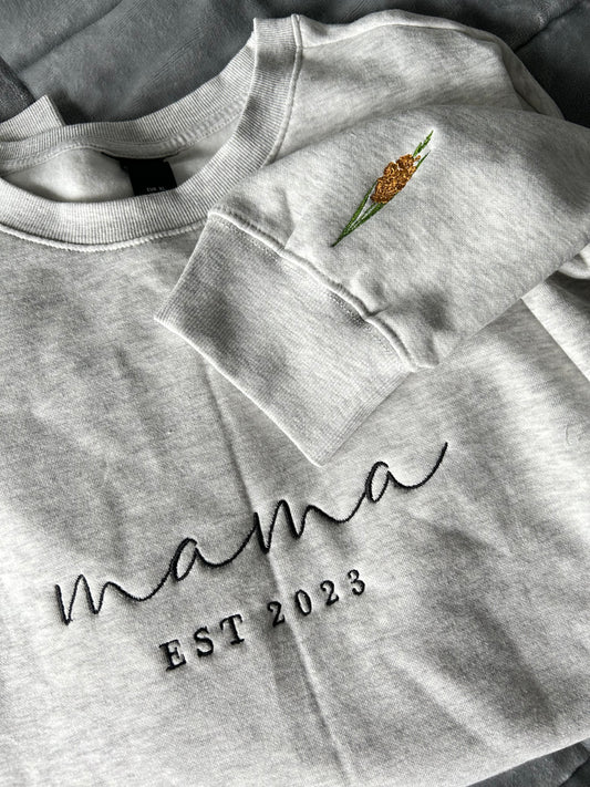 Custom Year Mama Design + sleeve birth flower