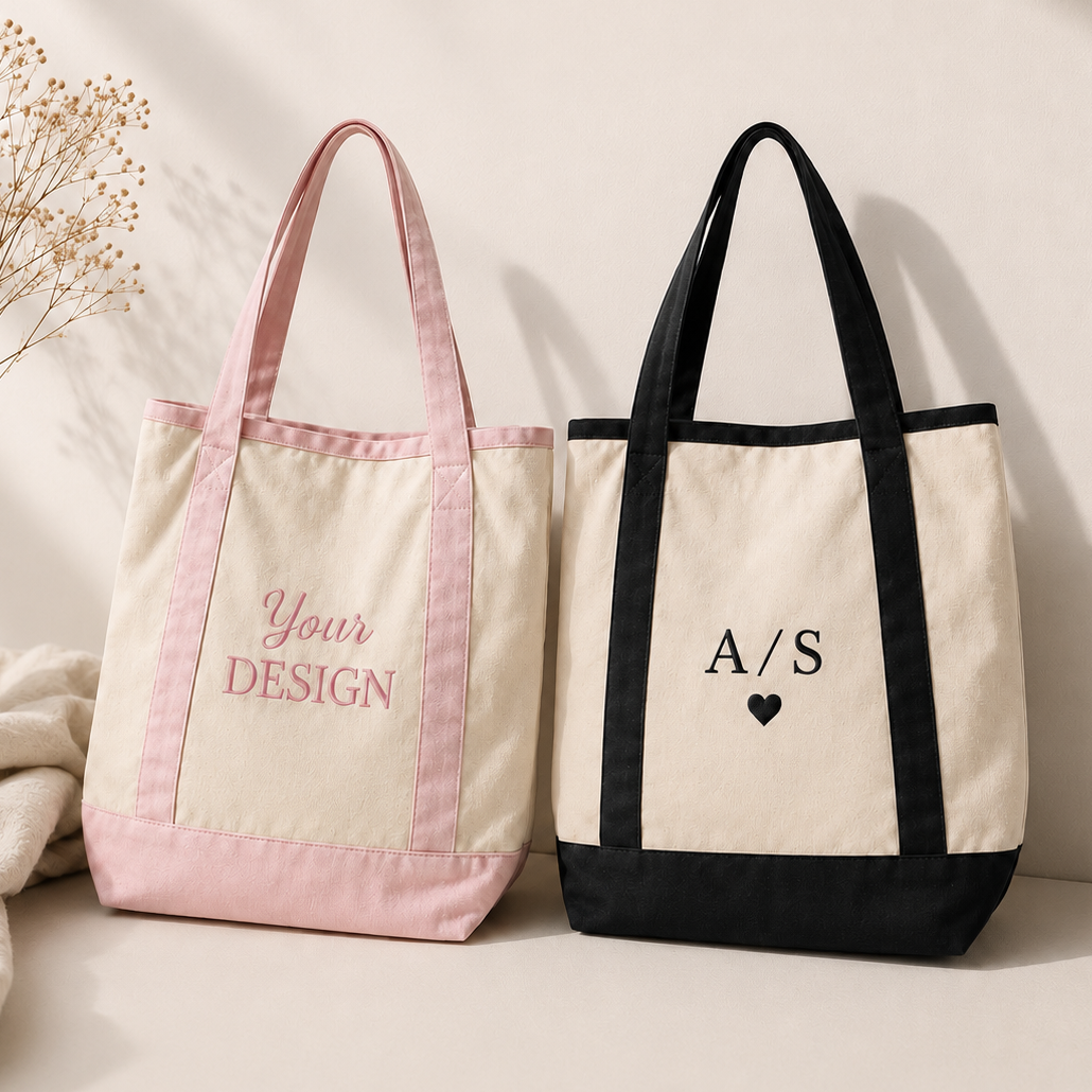 Custom 2 Tone Tote Bag | Initials, Name or Logo