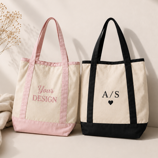 Custom 2 Tone Tote Bag | Initials, Name or Logo