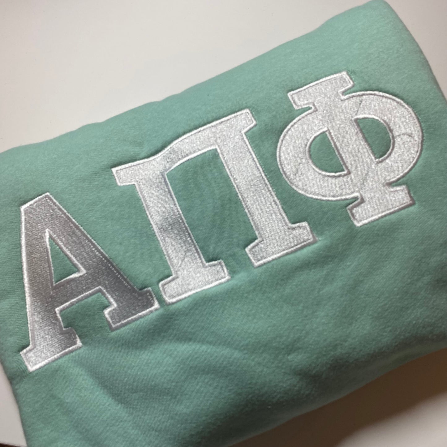 Flawed Alpha Pi Phi crewneck, pastel green, Small