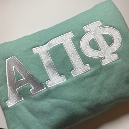 Flawed Alpha Pi Phi crewneck, pastel green, Small