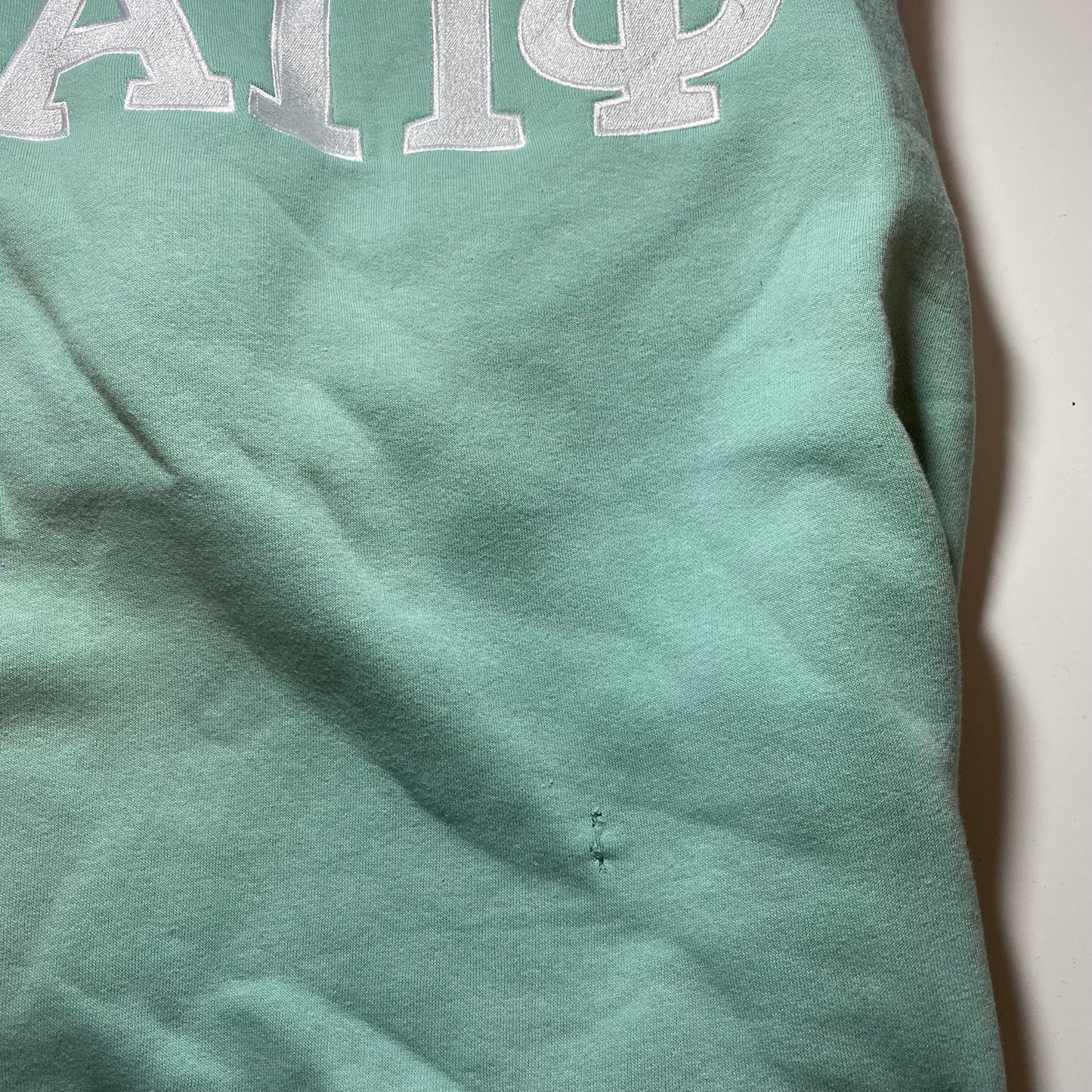 Flawed Alpha Pi Phi crewneck, pastel green, Small