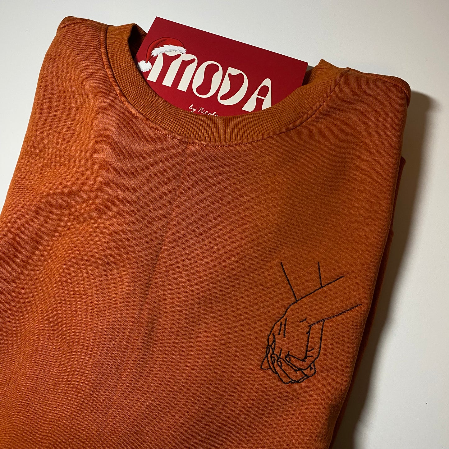 Hand Holding - Orange Crewneck - Extra Large