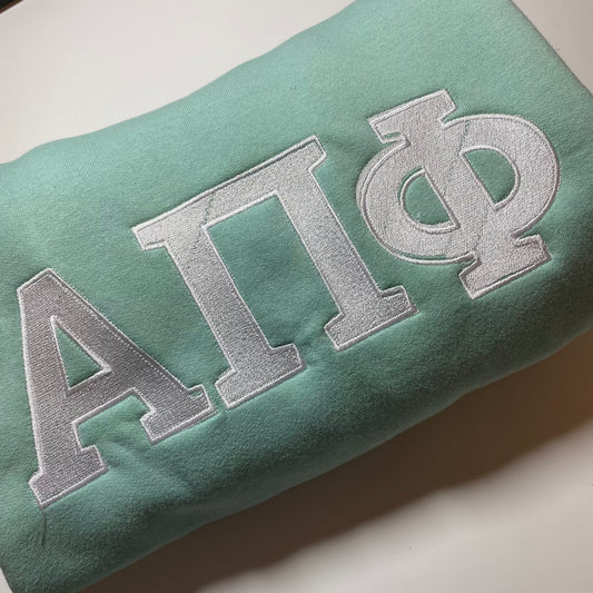 Flawed Alpha Pi Phi crewneck, pastel green, Medium